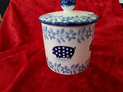 Buy Moorland Chelsea Works Burslem Spongeware Jam Pot With Lid ~ Spotty Pigs ~ 11 Cm • 15£