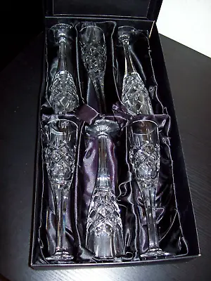 Buy 6 X Thomas Webb Finest Crystal Champagne / Prosecco Flutes / Glasses Boxed • 69.99£