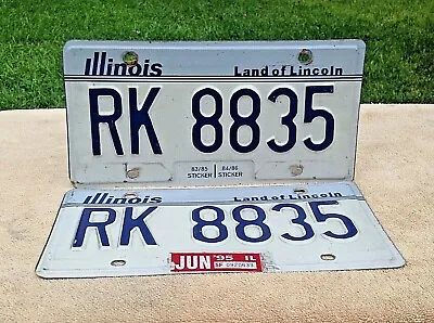 Buy Illinois IL License Plate Set Tag # RK 8835   Land Of Lincoln  Obsolete 1980-90s • 24.12£