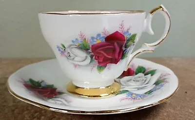 Buy Vintage, Queen Anne Bone China 'Rose Duet' Coffee Cup & Saucer 150ml • 4.95£