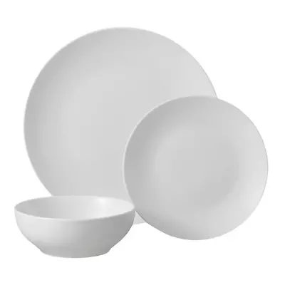Buy Glazed White Stoneware Dinnerware Set, 12-Pieces • 26.88£