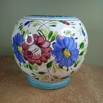 Buy Vintage 1970s, Studio Pottery, Hand Painted 16cm Tall  Floral Vase, Signed • 6.95£