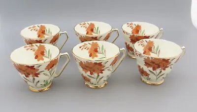 Buy A Set Of 6 Pretty Hand Decorated Cups - Gillyflower 7171 Samuel Radford Fenton • 24.99£