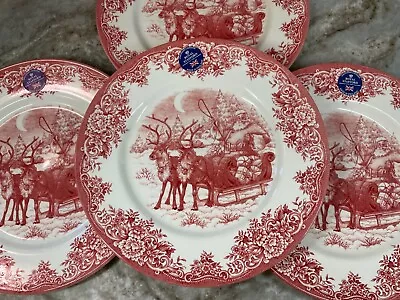 Buy Santa's Sleigh Red Dinner Plates Set Of 4 Royal Stafford. New. • 65.45£