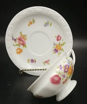 Buy Vintage ROSENTHAL Germany Footed Cup & Saucer MARIA Multicolor Flowers • 23.92£