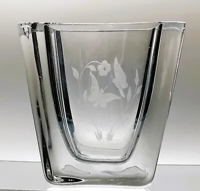 Buy Vintage 1970s Skrufs Glasbruck Intaglio Engraved Swedish Art Glass Pocket Vase • 14.99£