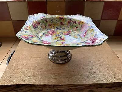 Buy Midwinter Chintz  Springtime  Bowl With Metal Stand 4  Tall X 8  Square • 12.99£