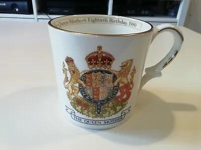Buy Vintage Aynsley Fine Bone China Mug To Commemorate The Queen Mother's 80th. • 5.99£