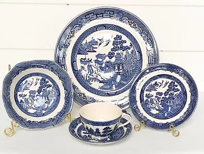Buy Vintage Johnson Brothers Blue Willow 3 X 5 Piece Place Setting-15 Pieces Total • 175.04£