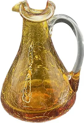 Buy VTG Pilgrim AMBER Crackle Glass Mini 4” Hand Blown Pitcher Vase EUC • 12.33£