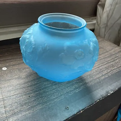 Buy Antique Blue Depression Satin Glass Vase 5  Tall • 60.80£