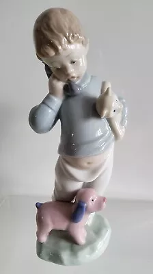 Buy 1987 Nao By Lladro Boy On Phone With Dog & Teddy Porcelain Figurine 1044 • 10.99£