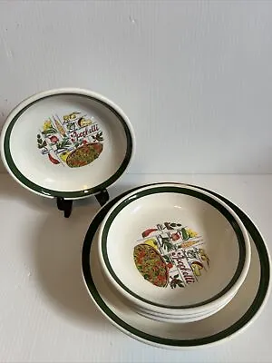 Buy Tre Ci SPAGHETTI Pasta Bowl Set Of 4 And Serving Bowl Made In Italy Vintage • 58.57£
