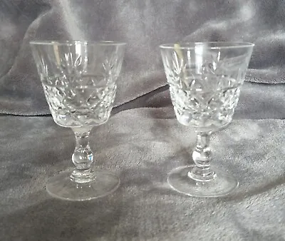 Buy 2x Royal Brierley Crystal Dessert Wine Glasses Bruce Cut Signed Sherry/Liquer • 12.99£