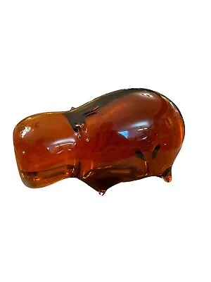 Buy Vintage Wedgwood Amber Glass Hippo Hippopotamus Paperweight • 20£