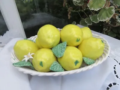 Buy Vintage Italian Woven Openwork Ceramic Basket Of Sicilian Lemons C1950 • 150£