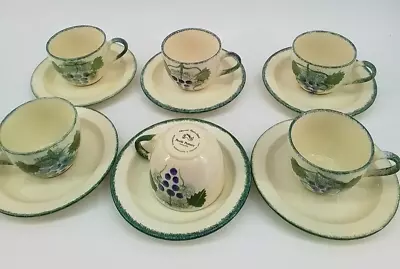 Buy Poole Hand Painted Pottery Vineyard Grapes - 6 X Cups And Saucers • 29.99£