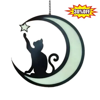 Buy Moon Black Cat Ornaments Decor • 2.98£