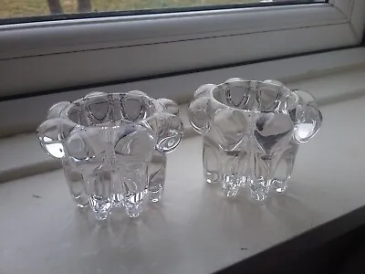 Buy Set Of 2 Reims France Clear Glass Vintage Bubble Candle Or Tealight Holders • 6£