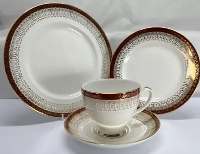 Buy Royal Grafton Majestic Red Cup Saucer Side Plate Cake Plate Black Backstamp • 12.50£
