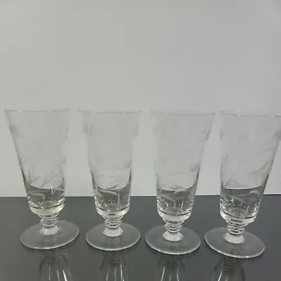 Buy Vintage Arcadia Colonial Thistle Cut Glass Champagne Glasses Wafer Stem • 19.45£
