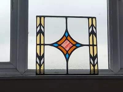 Buy Outstanding Bold Compact Art Deco Stained Glass Window Panel • 160£
