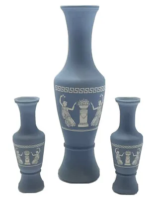 Buy Avon VTG ‘70s Greek Roman Wedgewood Jasperware Set Of 3 Vases Regular & Minis • 28.44£