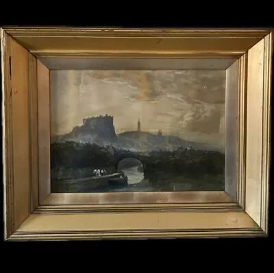 Buy 19thC Scottish Painting By J Hamilton Glass Sunset View Edinburgh From The North • 195£