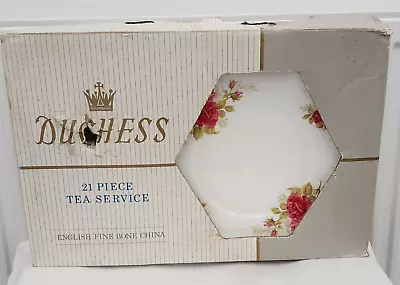Buy Vintage Duchess 21 Piece Tea Service.Bone China.Pink Roses.Gold Trim.Boxed. • 35£