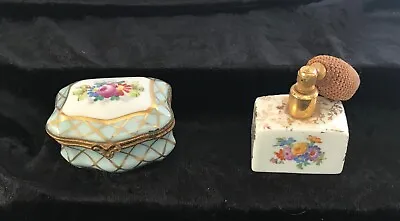 Buy Vintage Porcelain/China Trinket Box And Limoges Perfume Atomiser Bottle France • 45£