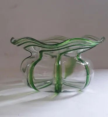 Buy Antique Stuart  Art Nouveau Glass Green Trail Vase  • 75£