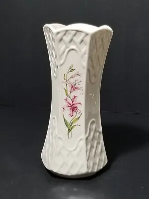 Buy Belleek Ireland Country Trellis 7  Bone China Flared Vase Pink Tiger Lilies • 23.54£