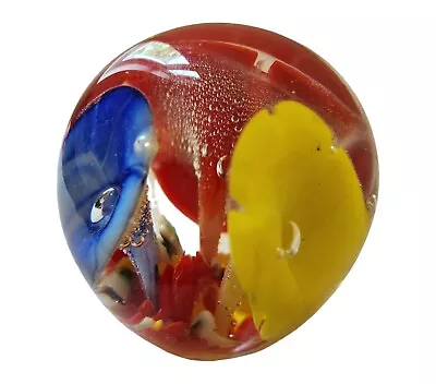 Buy Small Glass Floral Colorful Paperweight Vintage • 12£