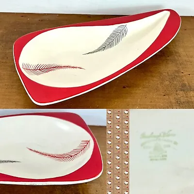 Buy Vintage Burleigh Ware Atomic Plate 51 Red Black Feather Design 1950s • 18.99£