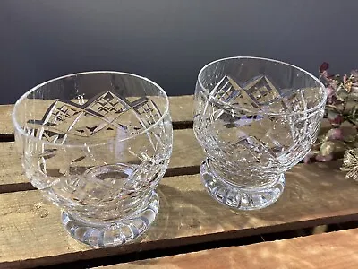 Buy 2 X Vintage Royal Doulton  Georgian  Design Lead Crystal Whisky Glasses • 30£