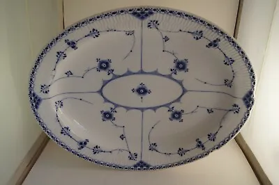 Buy Antique Royal Copenhagen Blue Fluted Half Lace Oval Plate No.2 534, 1894-1900 • 75£