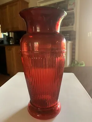 Buy Fenton Country Cranberry 9 1/2  Ribbed Vase, Ware #65556 CC, C. 2006 • 56.90£