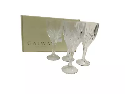 Buy Galway Irish Crystal Set Of 4 Cut Crystal Wine Glasses Original Box Dining Home • 9.99£