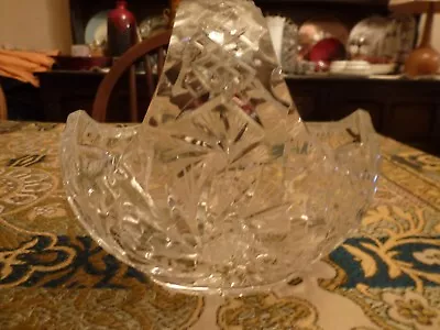 Buy Very Large Beautiful Bohemian Cut Glass Crystal Basket • 12.99£