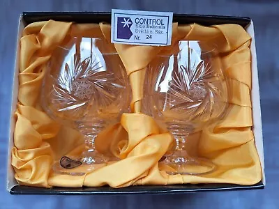 Buy Pair Of Pinwheel Bohemia Fine Lead Crystal Brandy Glasses Boxed Czechoslovakia • 32£