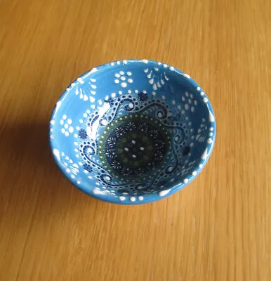 Buy Small Turquoise Blue White Spanish Ceramic Bowl 8cm Diam 4cm Hi Sauces Salsa • 4.49£