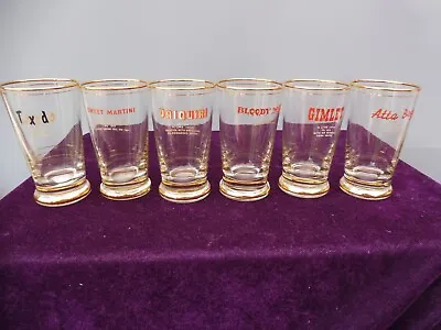 Buy 1950's Set Six Gilded Cocktail Glasses • 19.99£