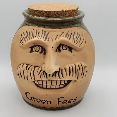 Buy Green Fees 3D Character Bank Glazed Stoneware Pot About Face 5  Tall Cork Top • 17£