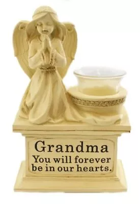 Buy Large Angel Praying Kneeling Resin Figurine With Glass T Lite Holder - Grandma • 19.49£