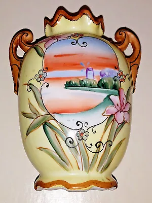 Buy *mint* 1911 Japan Noritake Morimura Nippon Floral Double Handled Porcelain Vase • 96.47£