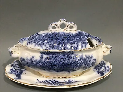 Buy Antique Middleport Pottery Flow Blue “ Royal Ferns “ Sauce Tureen • 19.95£
