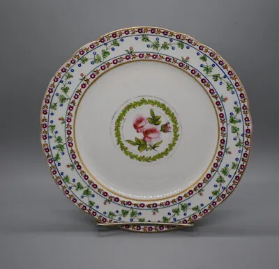 Buy Cauldon England 8.75  Plate Hand Painted Roses Sprigs Gold Blue B • 34.10£