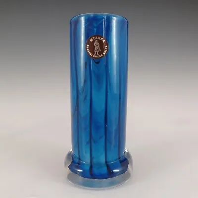 Buy LABELLED Mtarfa Blue & White Glass Vintage Vase • 35£