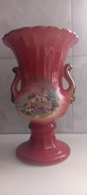 Buy KLM Staffordshire Pottery Vase Pink With Gold Trim.  • 12£