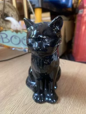 Buy Vintage Black Cat Figurine Gloss Ceramic By SylvaC - 1086 On Base - 12.5cm Tall • 5£